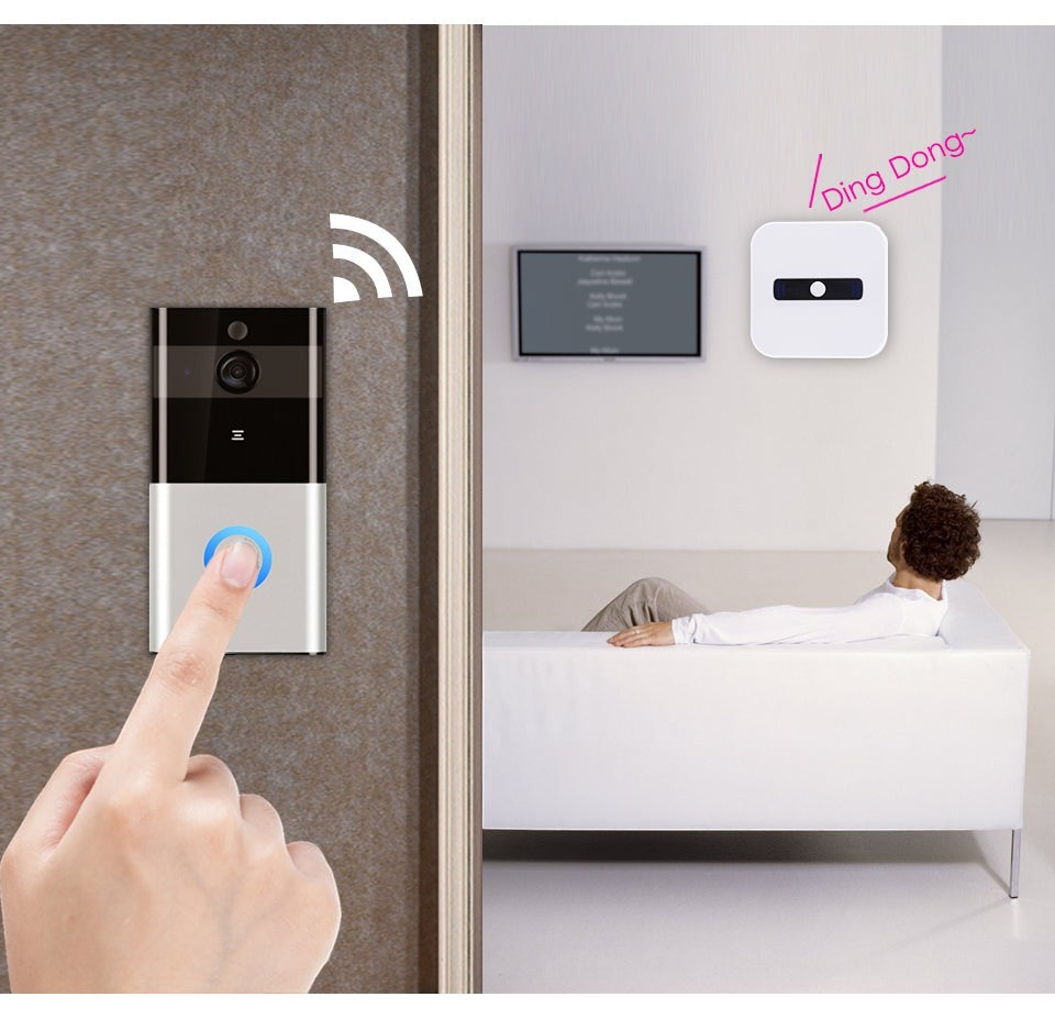 Marlboze 720P WIFI Visual Doorbell Wireless Intercom Doorbell PIR Motion Detection Night View SD Card Video Smart Doorbell Ring