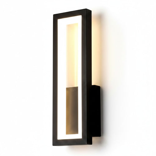 Zerovault PH black minimalist LED wall sconce light with acrylic diffuser, modern bedside lamp for bedroom or living room.